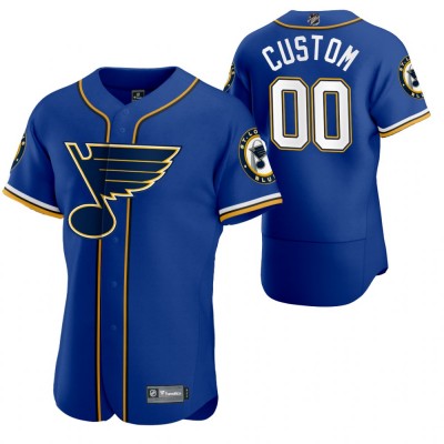St. Louis Blues Custom Men's 2020 NHL x MLB Crossover Edition Baseball Jersey Blue